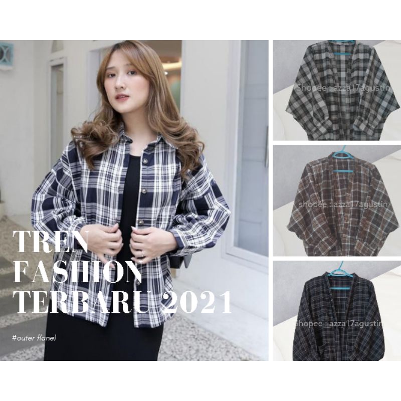 Outer flanel kotak balon grid