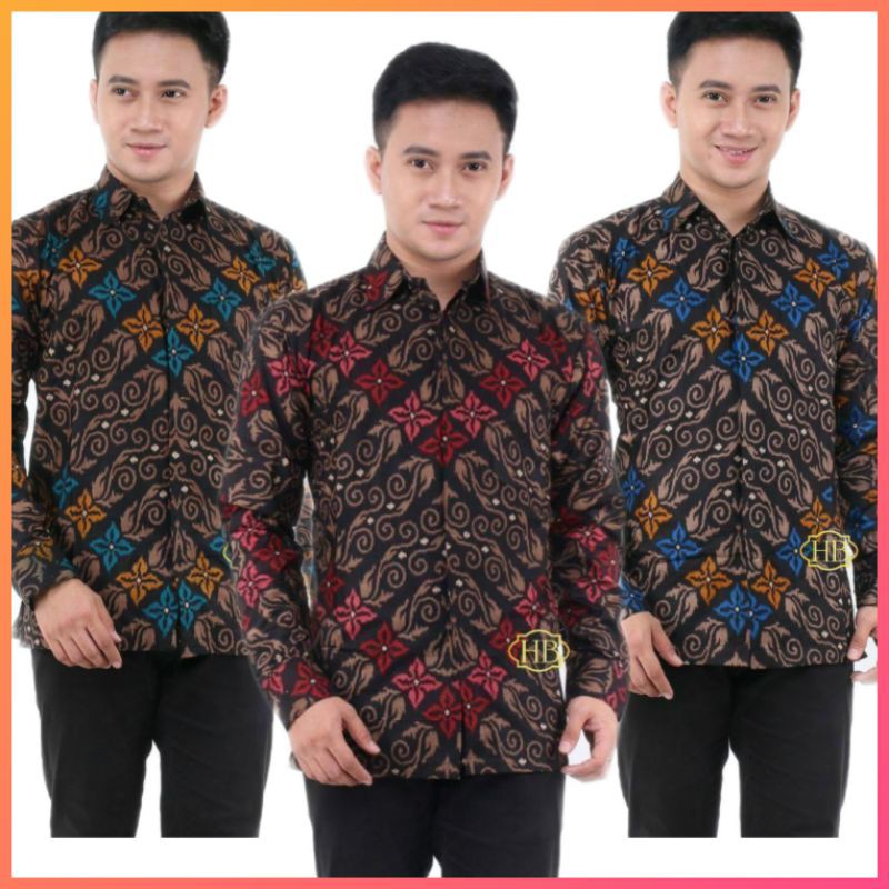 Size M L Xl Xxl Xxxl Baju Batik Pria Lengan Panjang - Baju Atasan Batik Modern