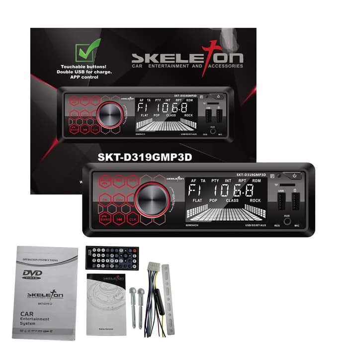 TAPE MOBIL SINGLE DIN MP3 SKELETON SKT-319GMP3D