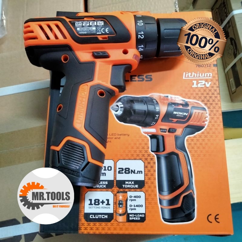 Bor battre 12V Wokin / Mesin Bor Cordless 12V