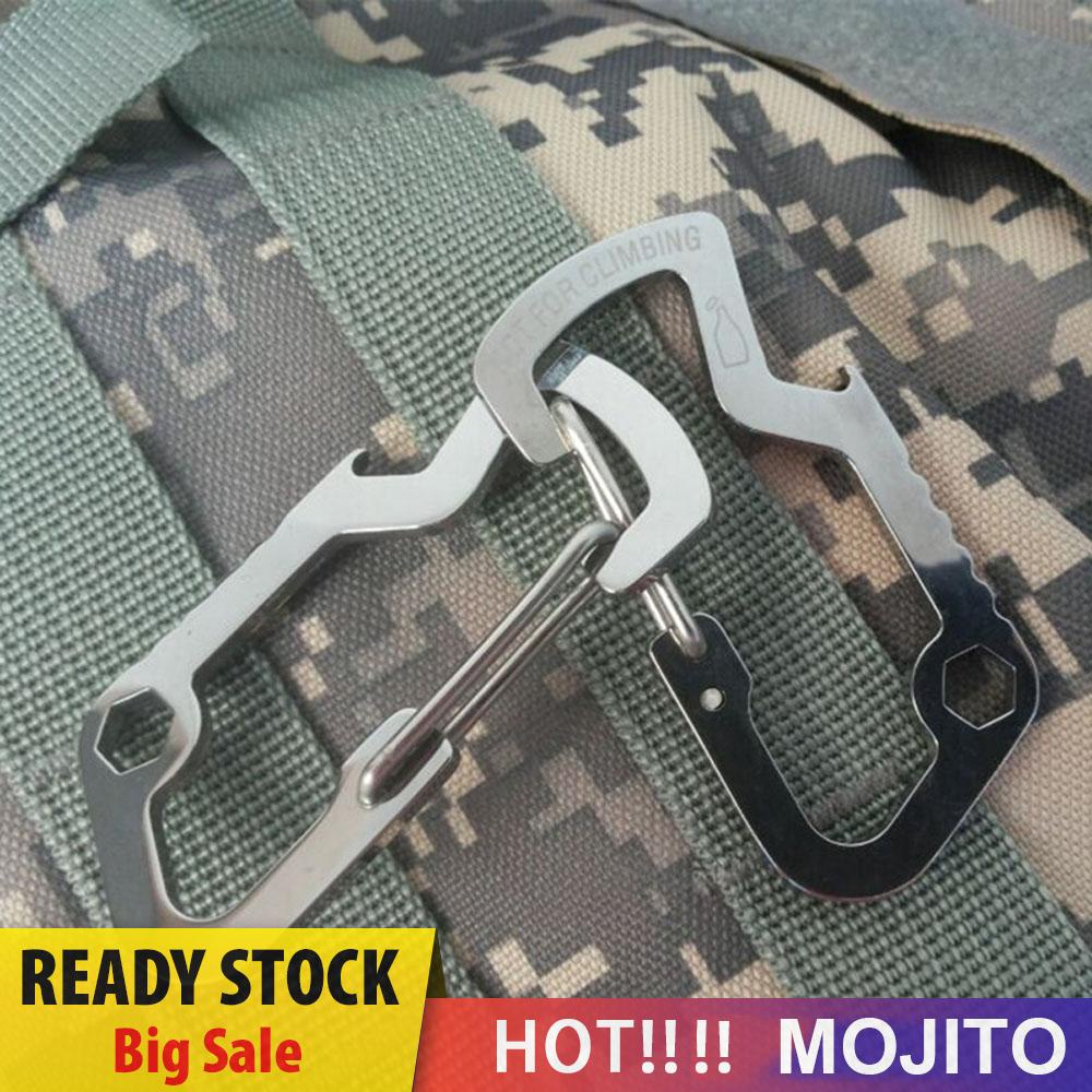 MOJITO Survival Camping Hiking Rescue Gear Mini Carabiner Keychain EDC Multi Tool