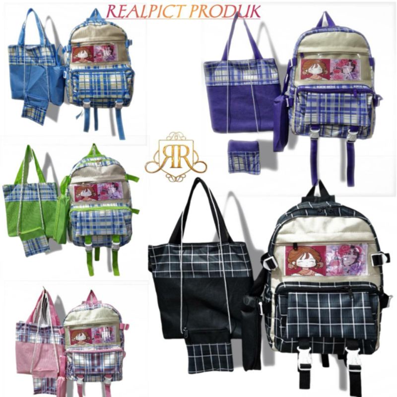 BEST FOURBAG Ransel 4in1 Tas Ransel perempuan kombinasi