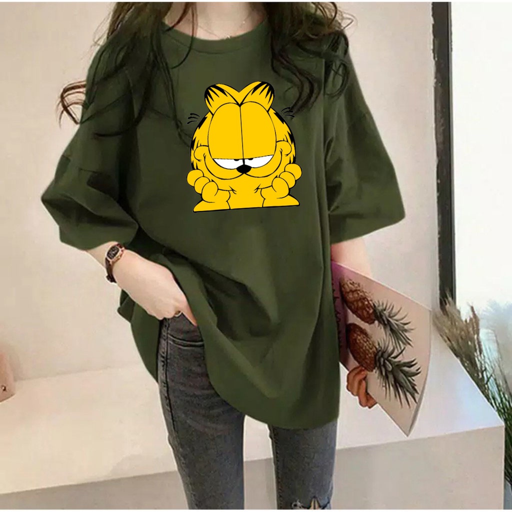 Kaos Oversize Wanita Korean GARFIELD Jumbo XXL LD 120