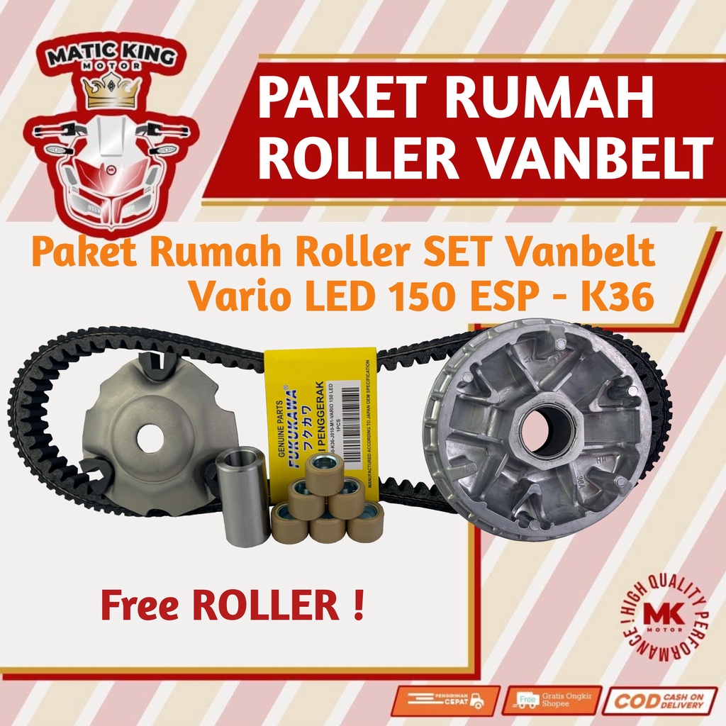 Paket Kirian Rumah Roller Vanbelt KIT Honda Vario 150  Fi ESP K36 K59 Fukukawa