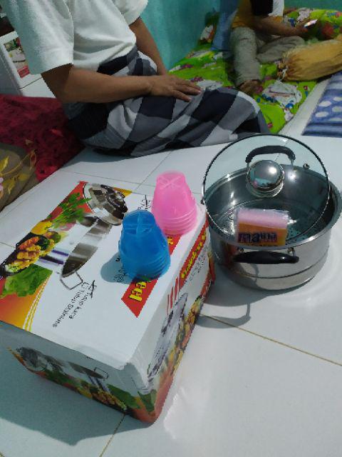 Panci Kukus /dandang Langseng Panci Serbaguna Panci Multifungsi Steamer Stainless Muliya 22 Cm