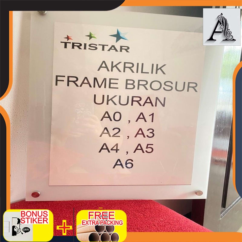 

Promo Akrilik Frame Poster dinding A2 / 2mm+2mm (background putih + clear)