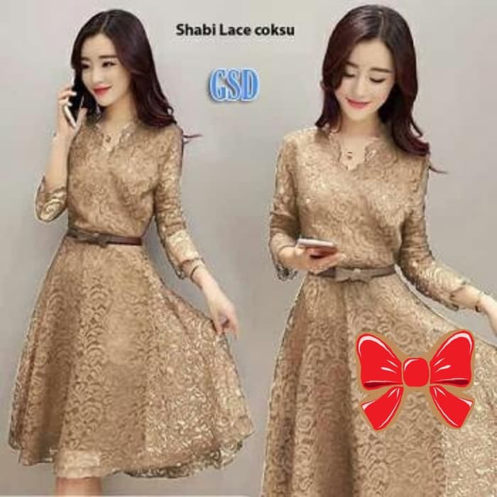 MINI DRESS BRUKAT MOCCA PARTY DRESS TERBARU  Terusan