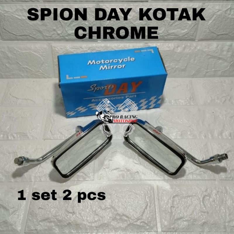 Spion Day Chrome Kotak Kaca Putih Drat Honda/Spion Kotak Day CB/GL/Tiger/Mega Pro/Beat/Vario Univers