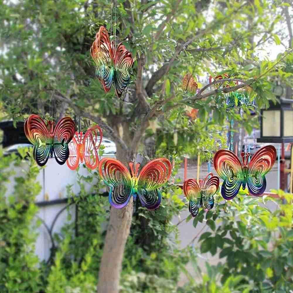 Solighter 2PCS Butterfly Wind Spinner Rumah Taman 3D Dekorasi Taman Wind Chime