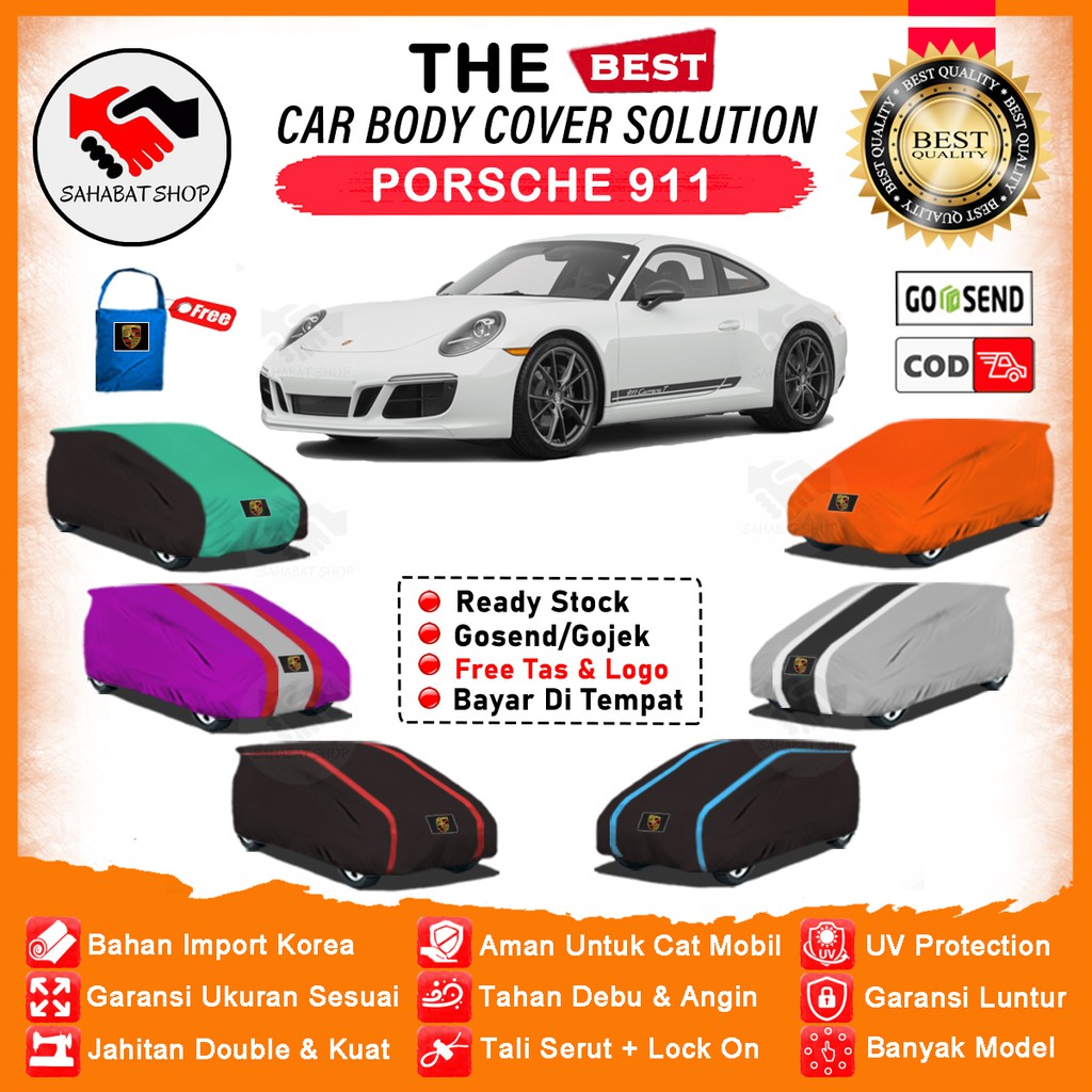 Sahabat Body Cover Mobil Porsche 911 / Sarung Penutup Porsche 911 Outdoor / Mantel Tutup Selimut Jas Mantol Kelambu Kerudung Pelindung Pembungkus Kerodong Bungkus Terpal Tutupan Mobil Sedan Porsche 911 Waterproof Anti Air Model Orange