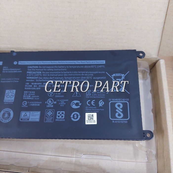 Baterai Laptop Dell Latitude 3480 3488 3490 3580 Series WDX0R