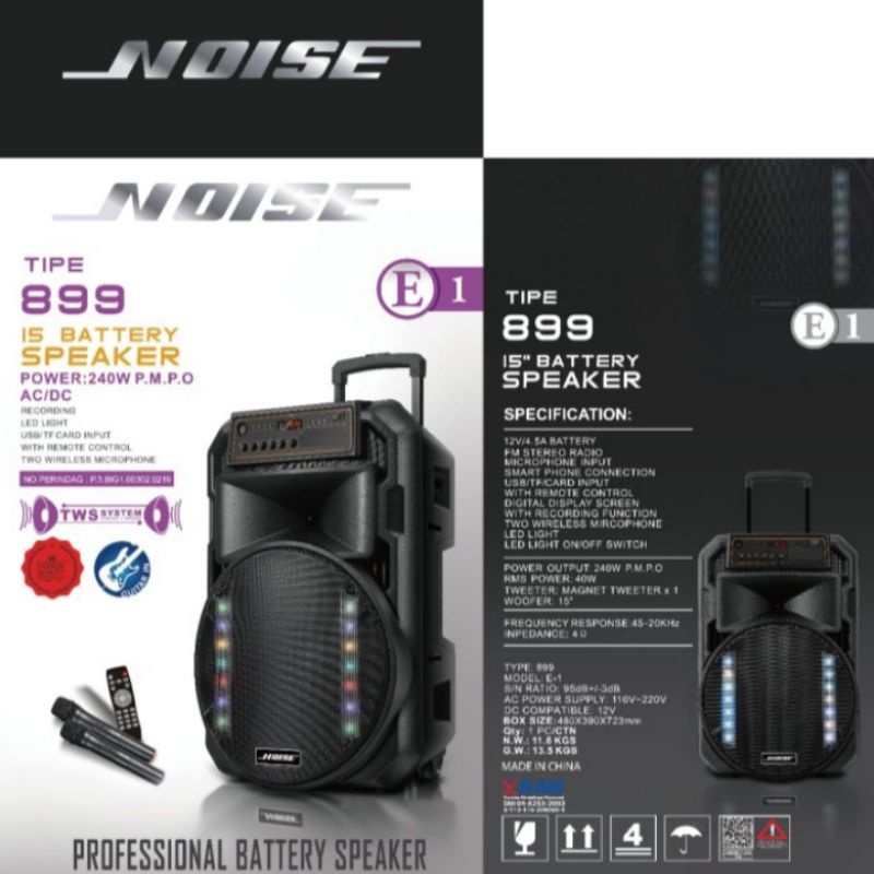 Speaker Portable NOISE 899 E1 15 inch ORIGINAL PRODUCT