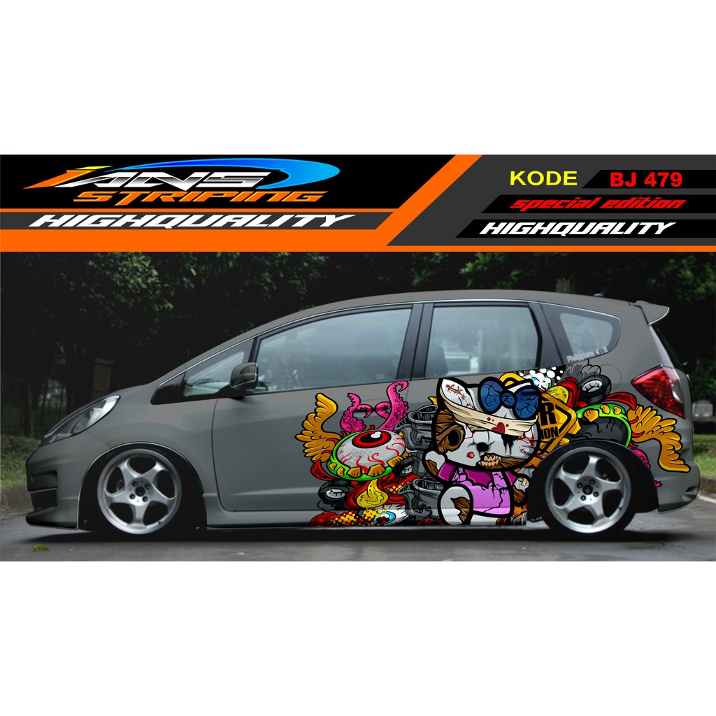 STICKER MOBIL JAZZ, AGYA, AYLA, SIGRA, YARIS / STIKER MOBIL ANIMASI / VARIASI MOBIL HELLO KITTY