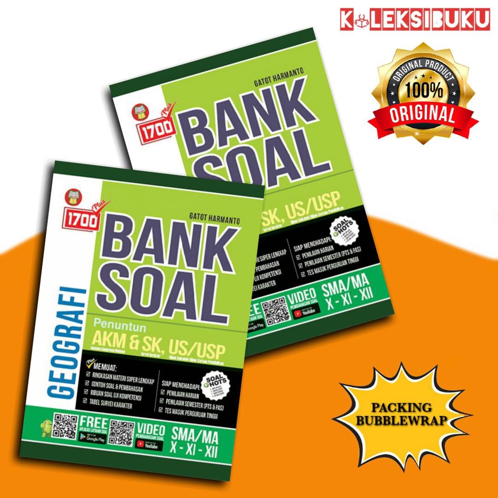 BANK SOAL 1700 SMA AKM&SK US/USP / MATEMATIKA/FISIKA/KIMIA/BIOLOGI/SEJARAH/GEOGRAFI/SOSIOLOGI/EKONOM-GEOGRAFI