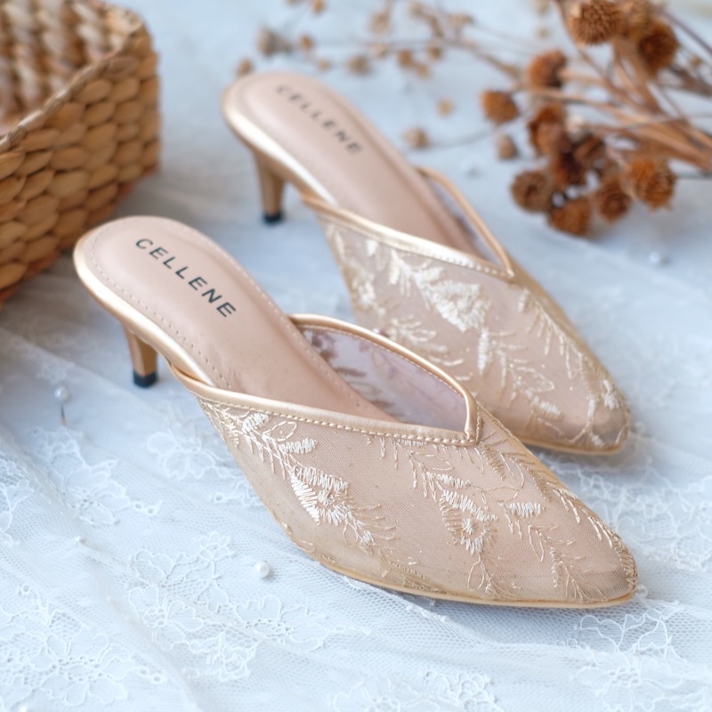 CELLENE Halley Lace Heels | wedding shoes lace brukat tinggi 5cm