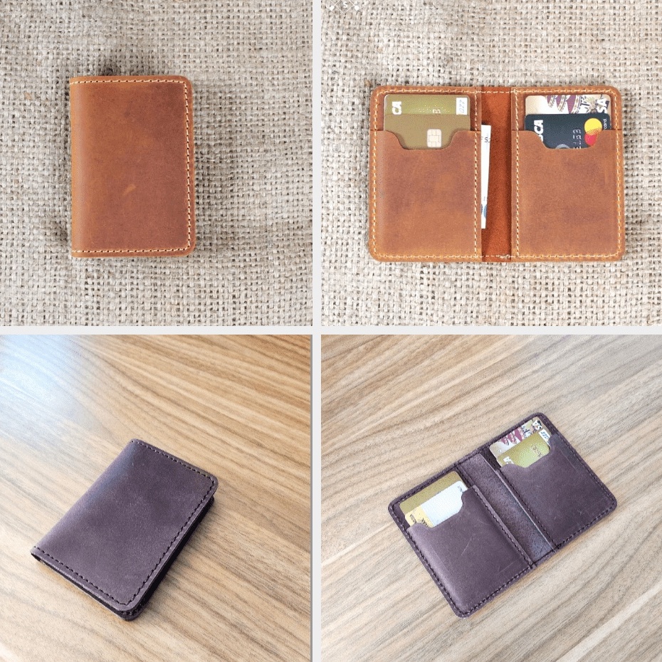 Dompet Kartu Pria Card Holder Pria Lipat Dua Kulit Asli