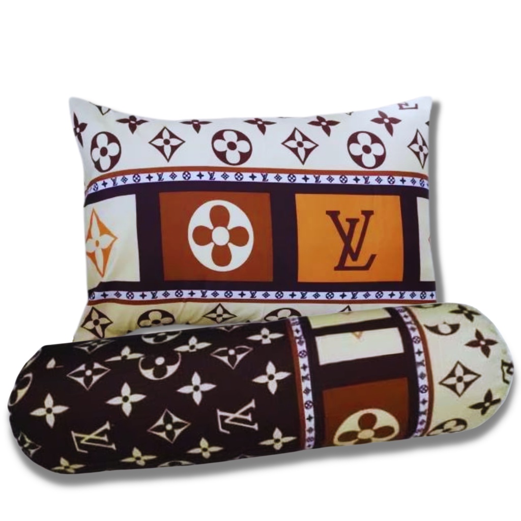 sarung bantal guling 1set murah motif aesthetic lv classic bahan katun disperse warna tidak luntur