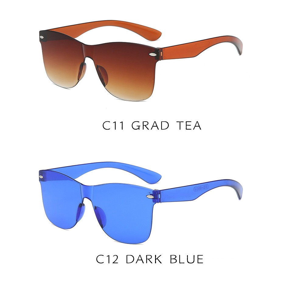 (YUZHU) Bayar di Tempat Trendy Oversized Candy Color Kacamata Hitam Wanita/Pria Square Sunglasses