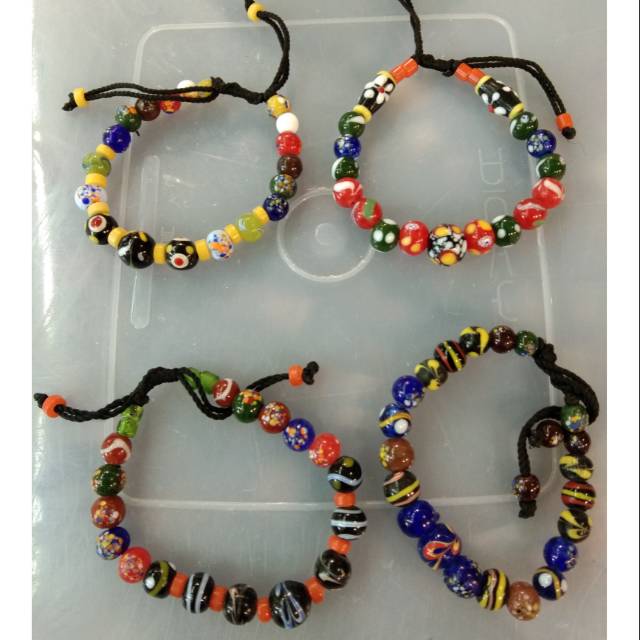 Gelang  Batu Lukis Dayak Prianya Wanita 8-10mm Asli Balikpapan Kalimantan