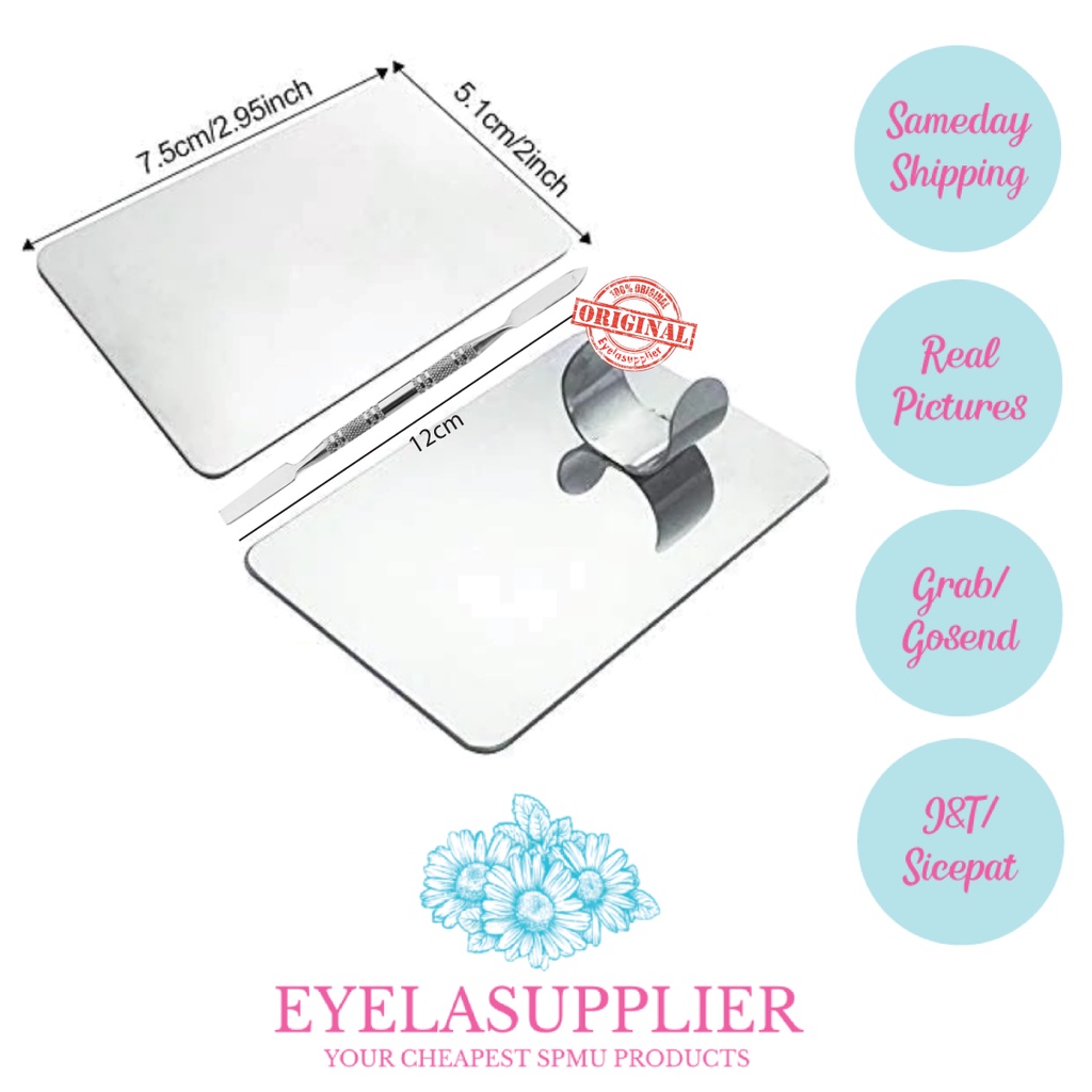 Mixing Pallete Ring Palette Alat Pencampur Makeup Foundation Stainless Steel Spatula Tools Box Set Mix Eyeshadow