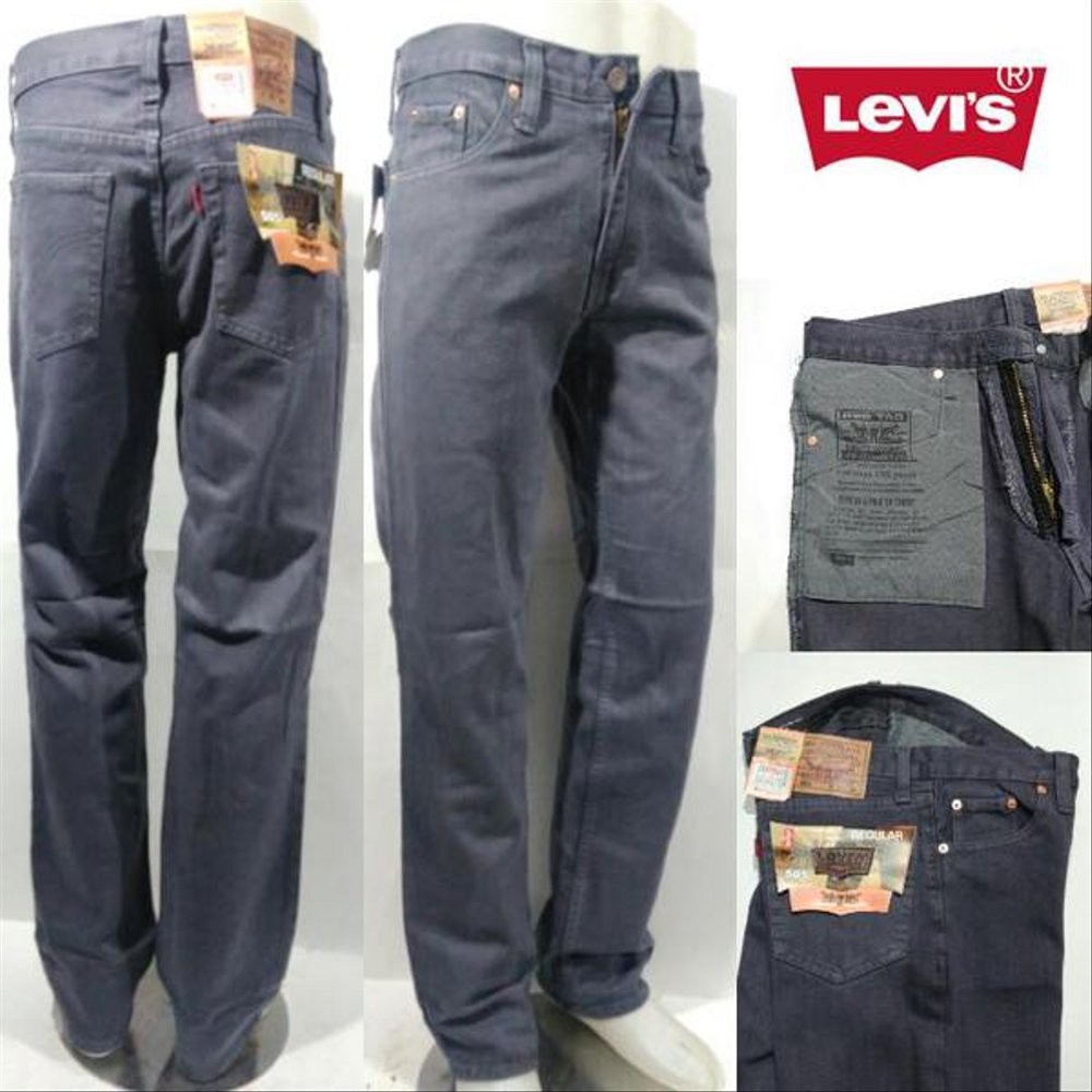 CELANA PRIA JEANS BASIC PANJANG WARNA ABU REGULER FIT DENIM LAKI-LAKI SIZE 28-38