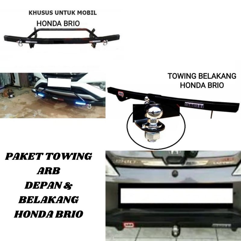 PAKET TOWING DEPAN BELAKANG HONDA BRIO TANDUK MOBIL ARB . LL