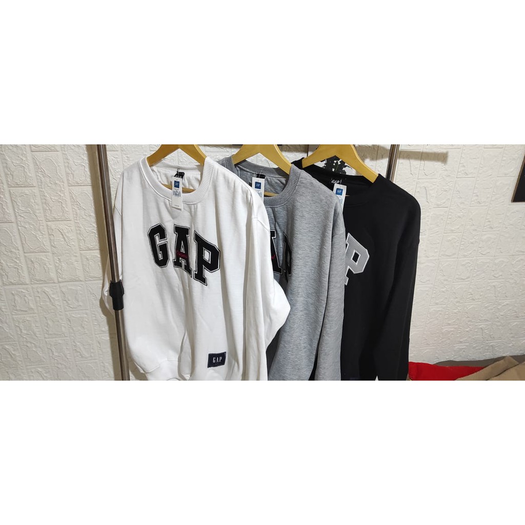 Sweatshirt GAP Model Crewneck Teks Bordir Premum Quality Full Tag Label untuk Pria dan Wanita