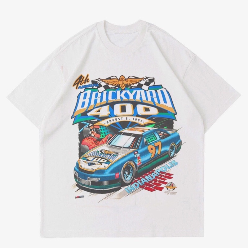 KAOS NASCAR BRICKYARD VINTAGE | T-SHIRT NASCAR RACING WHITE VINTAGE OVERSIZE | BAJU NASCAR 90s VINTA