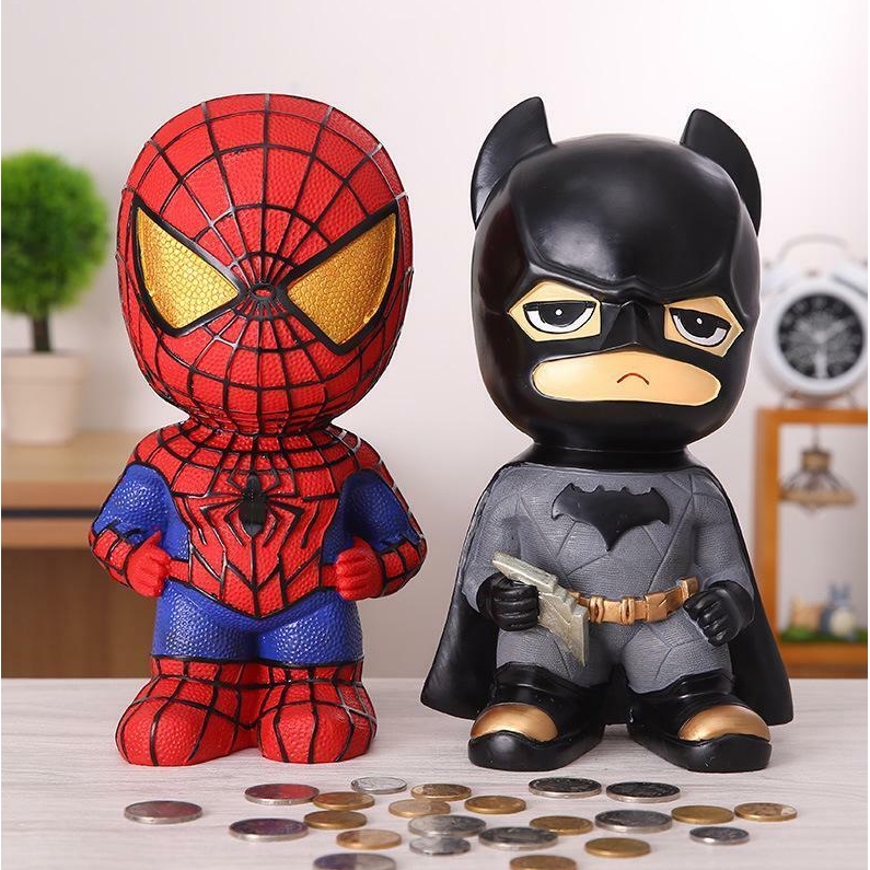 Celengan Koin Bentuk Action Figure Marvel Spiderman Batman Iron Man Captain America Untuk Hadiah Natal