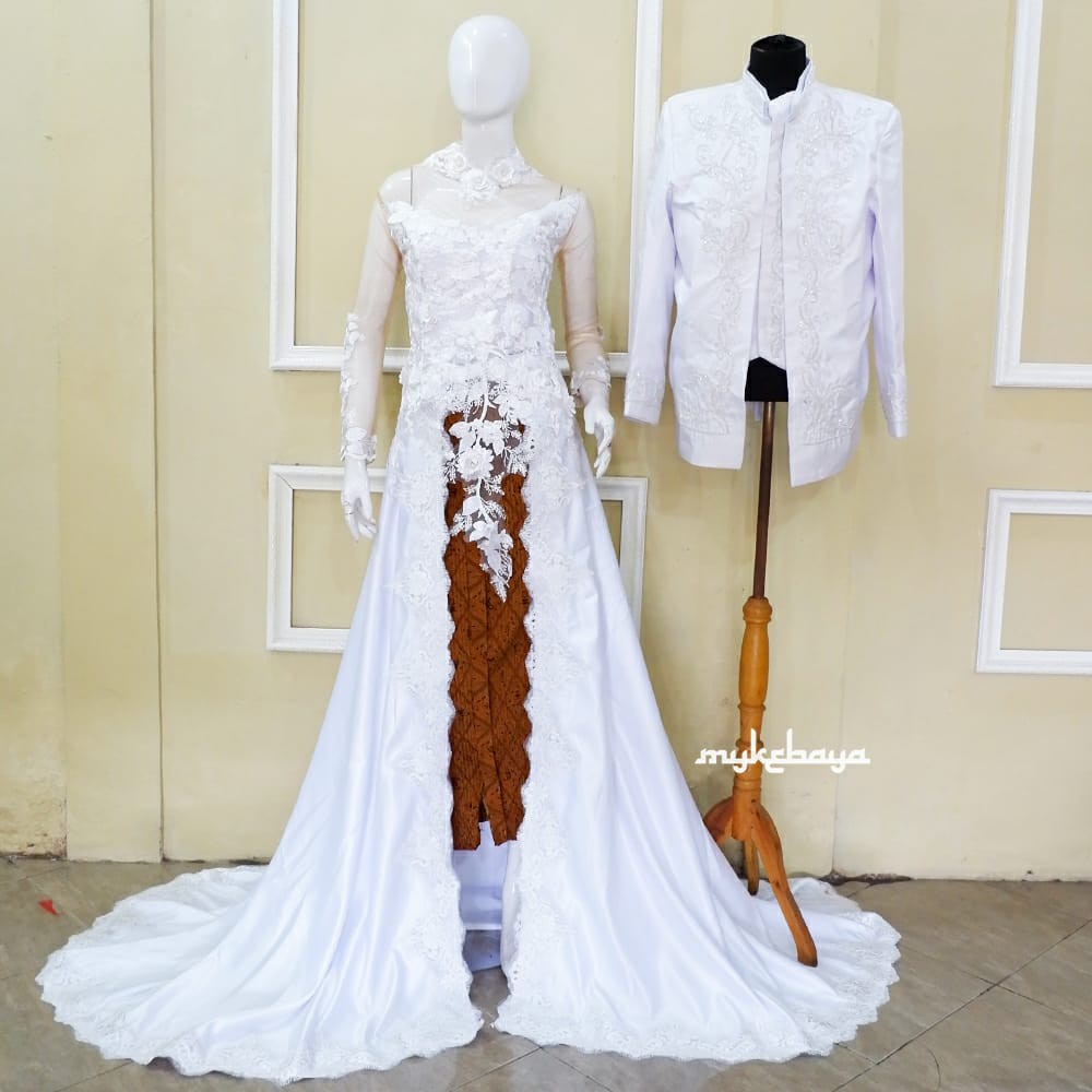 40+ Trend Terbaru Kebaya Pengantin Putih Panjang