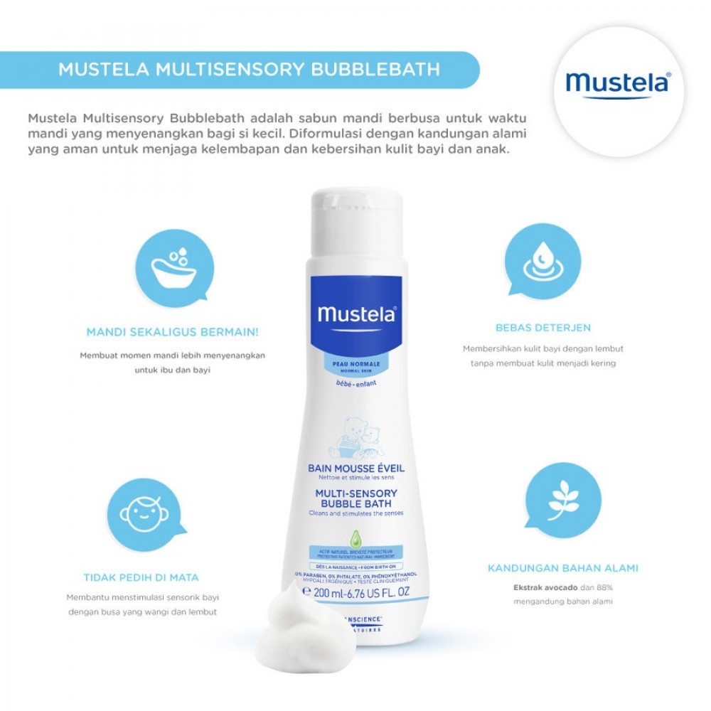 Mustela Multi Sensory Bubble Bath Sabun Bayi - 200 ml