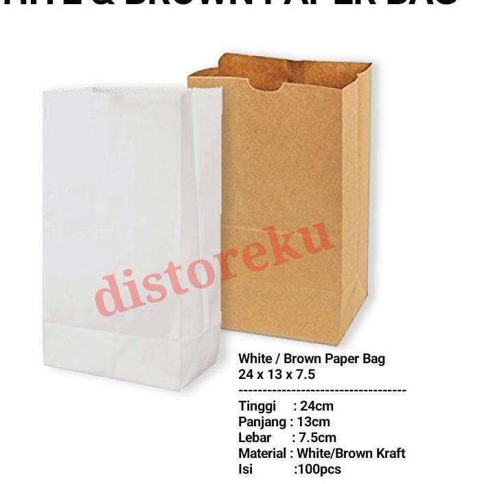 

ISI 100pcs KANTONG KERTAS COKLAT BROWN PAPER BAG SOS FLAT GORENGAN KUE FOOD