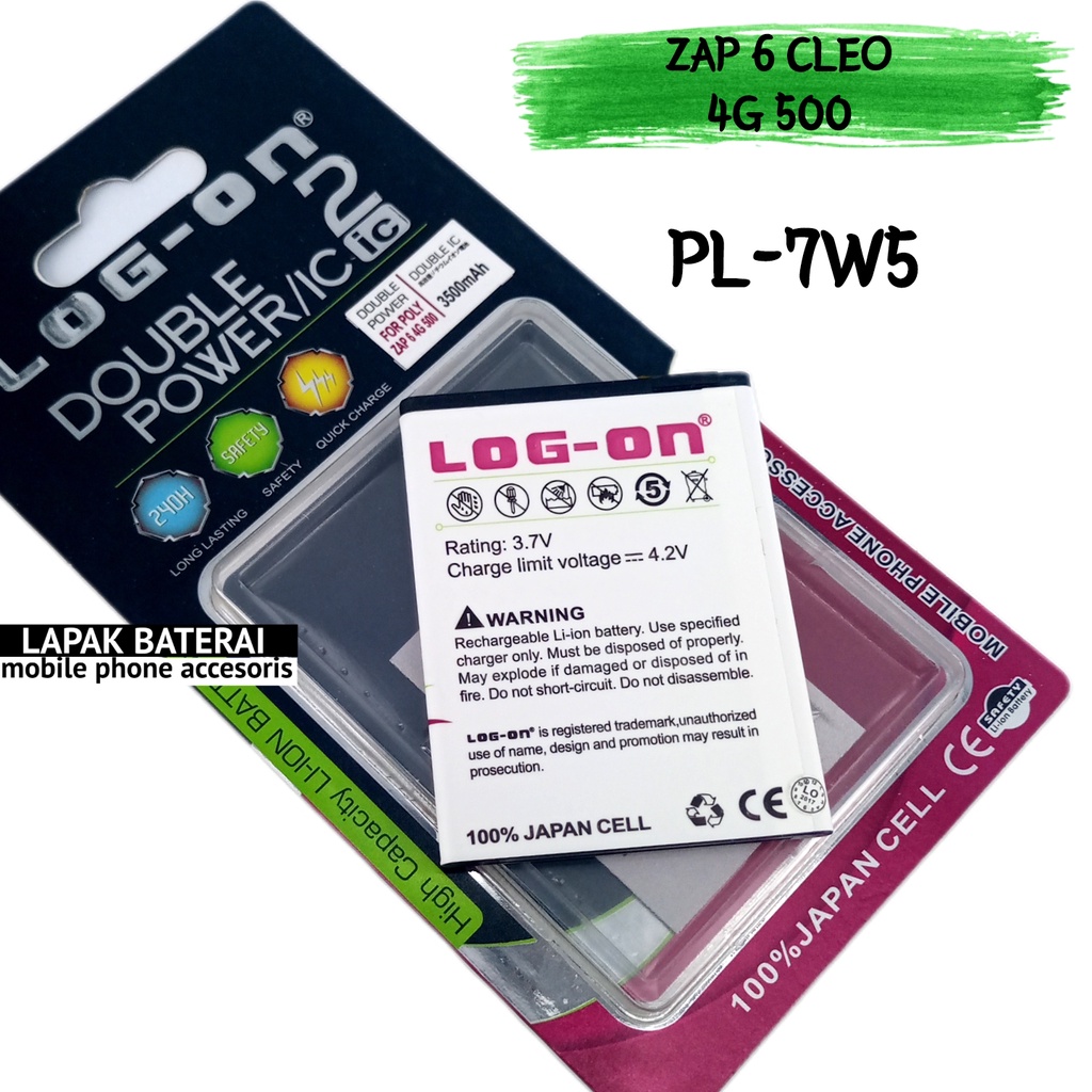 LOG - ON Baterai Polytron ZAP 6 CLEO PL7W5 - batre 4G 500 pl-7w5 battery ORIGINAL