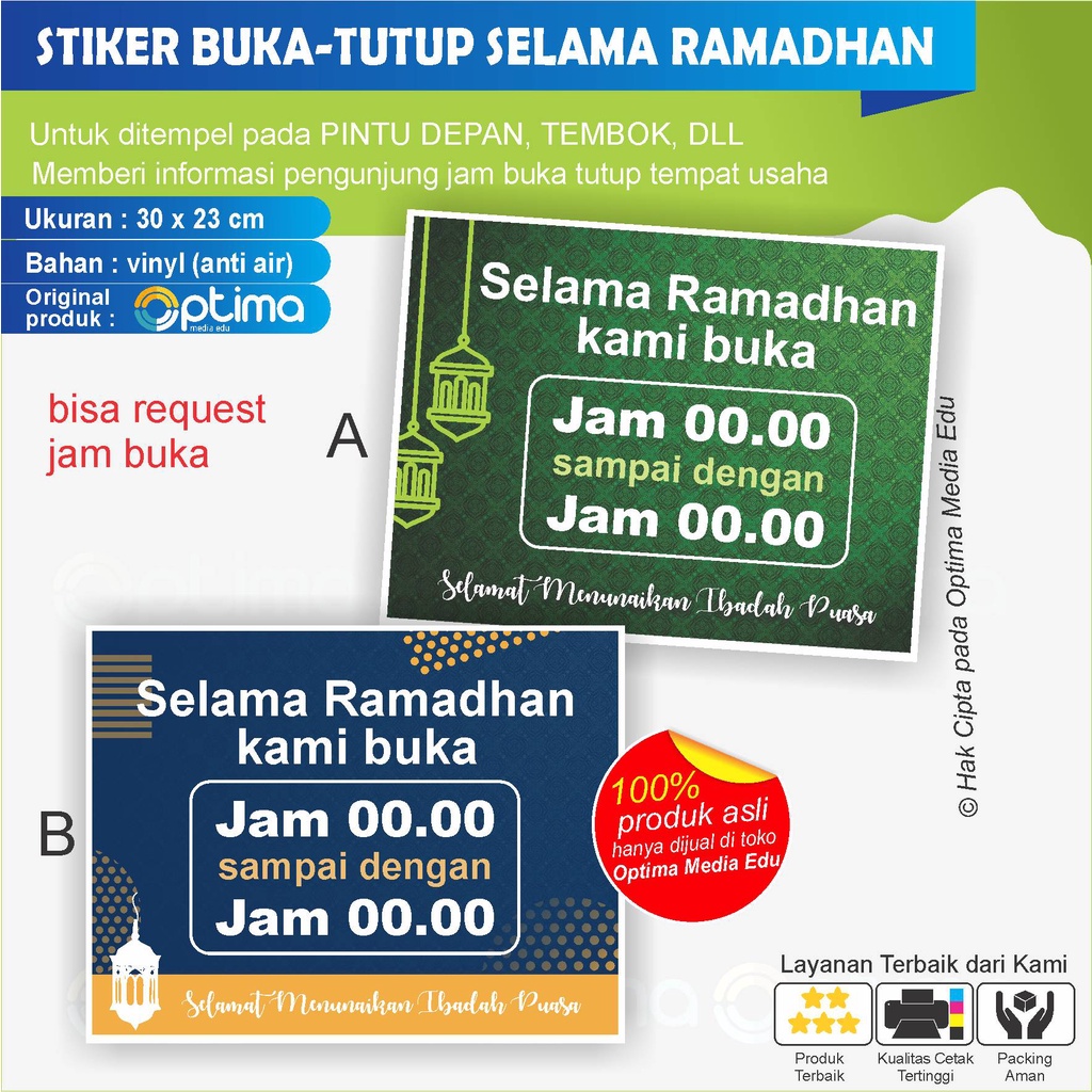 STIKER JAM BUKA TUTUP USAHA SELAMA BULAN RAMADHAN