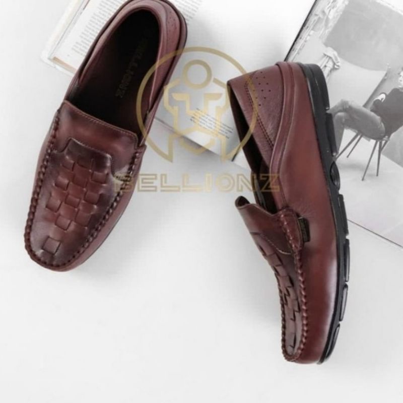 COD -  SEPATU KULIT PRIA CASUAL - SEPATU KANTOR PRIA CASUAL - PANSUS HITAM COKELAT XT4Y