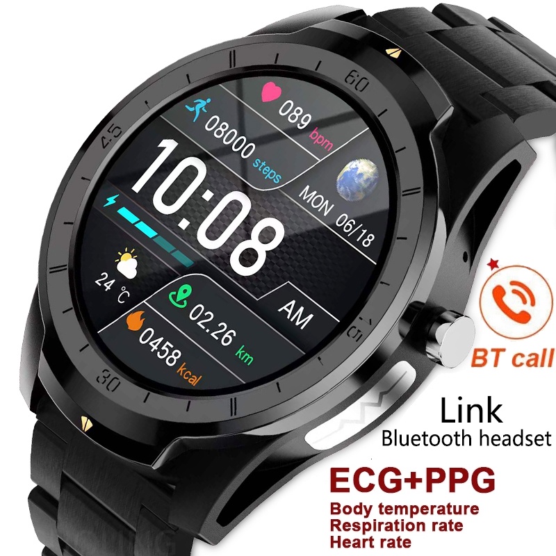 Fashion Business Sport Watch Bluetooth Call Local Music Smart Watch Men ECG+PPGBody Temperature Bloo