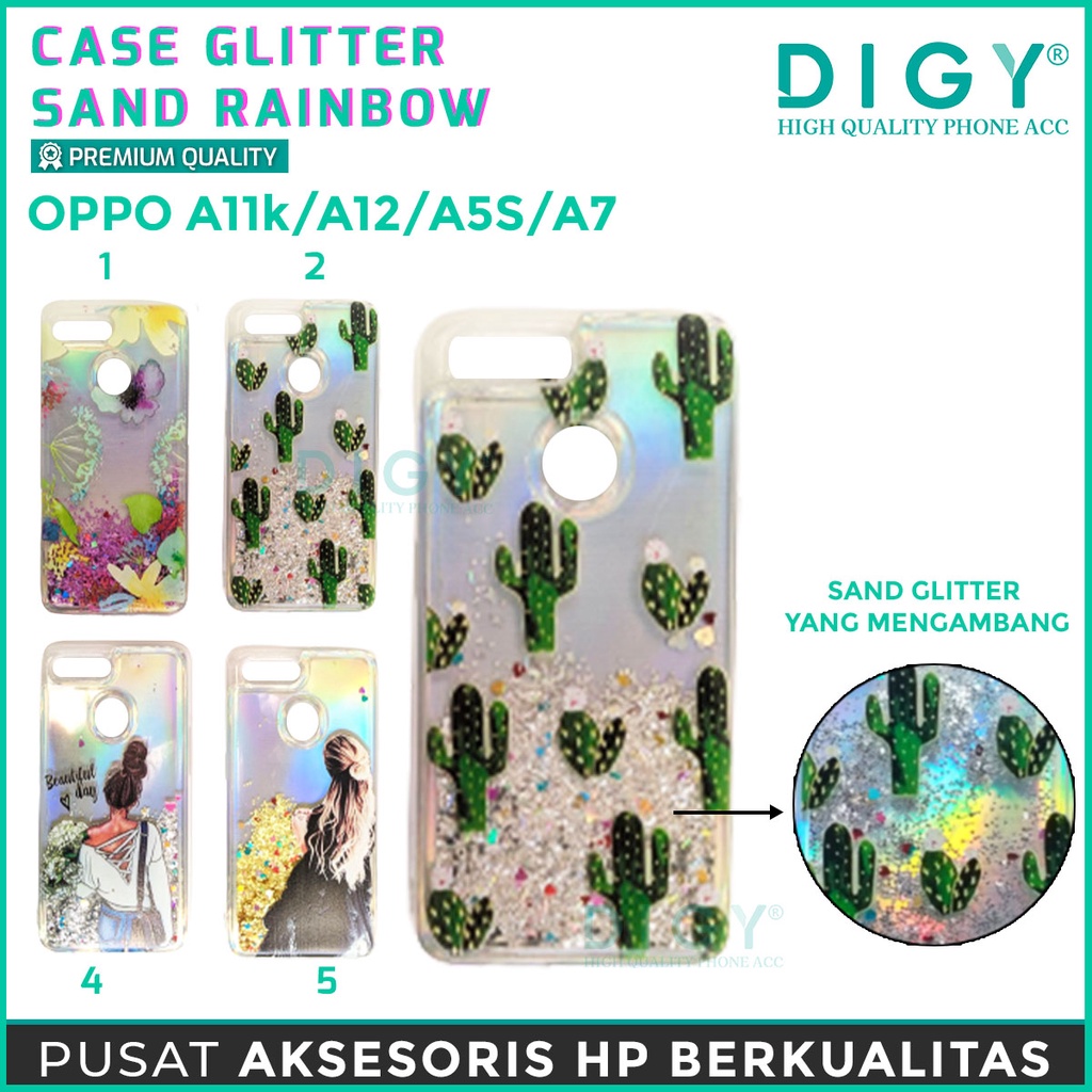 Case OPPO A52 A72 A92  A12 A5S A7 A3S A5  Glitter Dynamic Liquid Quicksand Case Motif cewe heart bts