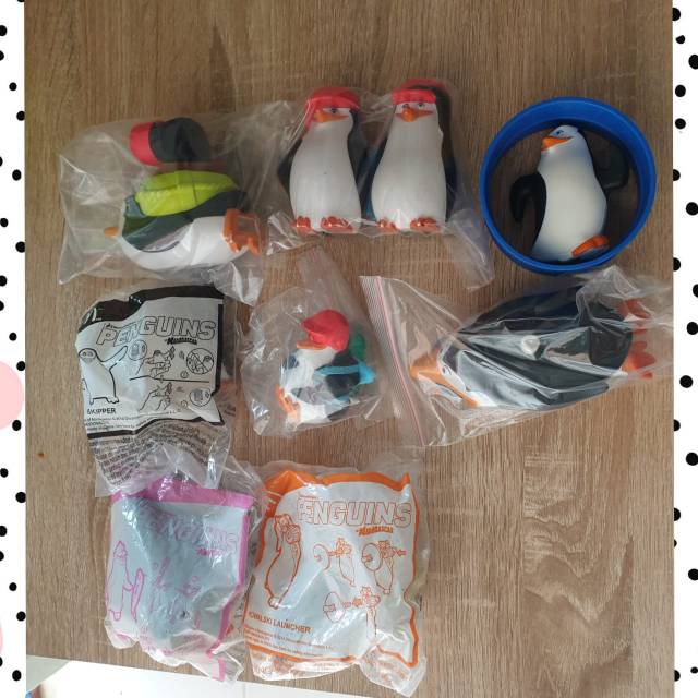 Penguin Penguins Madagascar Hadiah Happy Meals Mcdonalds Mainan Mcd Burger Pinguin Lucu Set Komplit