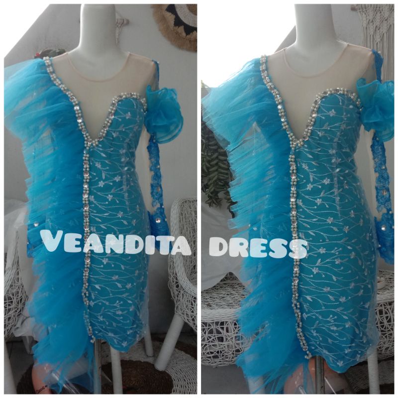 dress biru laut