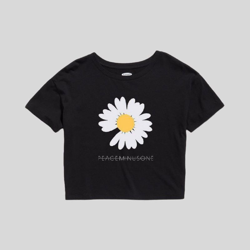 Clothing May - Crop Top Motif Bunga Daisy Kaos Distro Croptop Atasan Krop Top Wanita Cewek Viral19:54