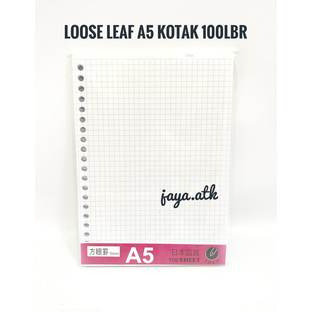 

LOOSE LEAF KERTAS BINDER NOTE A5 100 KOTAK GRID 20 RING LUBANG ISI BINDER NOTE BINDER LOOSE LEAF