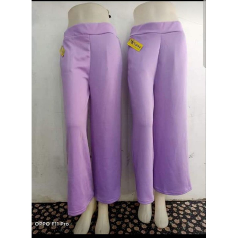 Kulot Panjang Polos Bahan Scuba Premium / Standar BB 45-65kg / Jumbo BB 65kg-95kg-Lilac/Ungu Muda