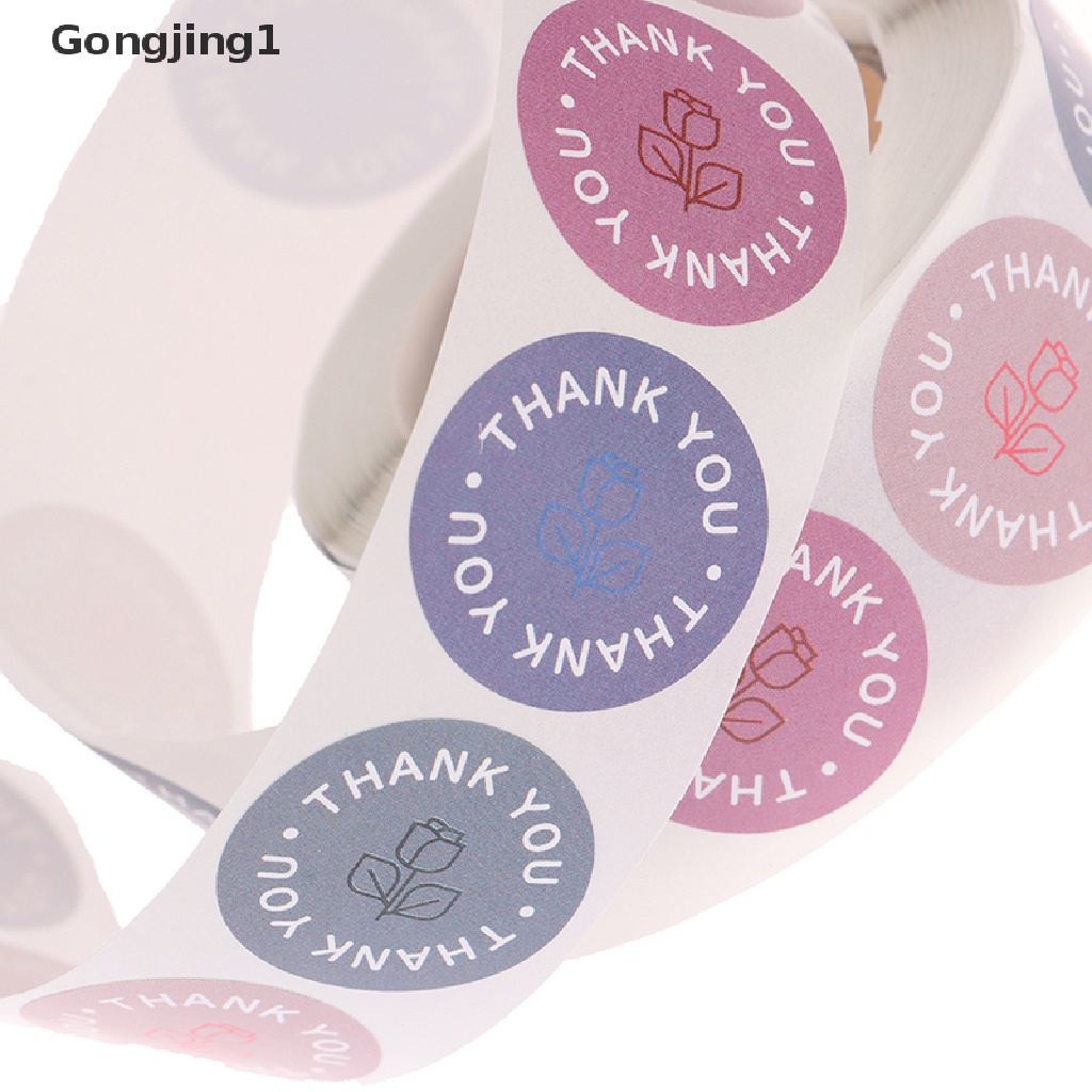 Gongjing1 500pcs Stiker Label Motif Bungatulisan thank you Untuk Dekorasi Scrapbookbukuhadiah