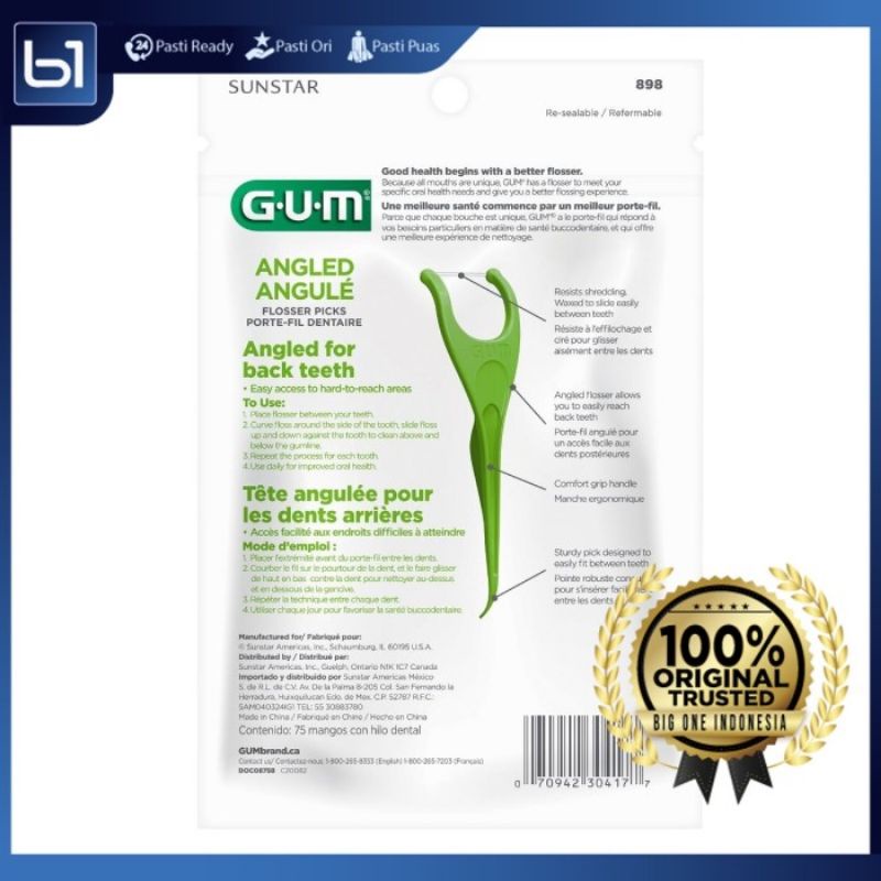 Benang Gigi GUM Ortho, Gum Flosser EezThru 898 Benang Celah Gigi Fresh