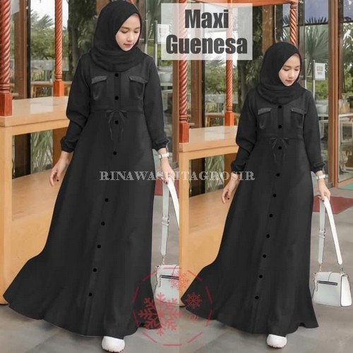 Paduko Baju Gamis Wanita Terbaru 2021 Gamis Jumbo Calvin Jeans Ld JK726 Maxi Guenesa Hitam [Gamis