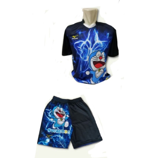kaos voli printing baju bola motif doraemon