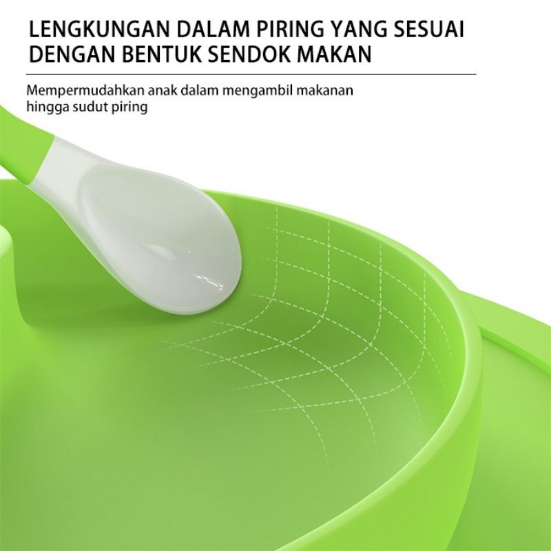 Piring Makan Bayi Bahan Silicon Antislip / Piring Anti tumpah