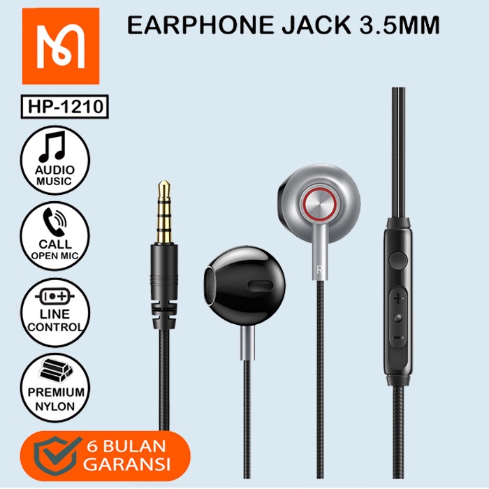 Mcdodo Hp-1210 Handsfree Earphone Jack 3.5mm Hi-Res Audio With Mic Music Call Android Oppo Vivo