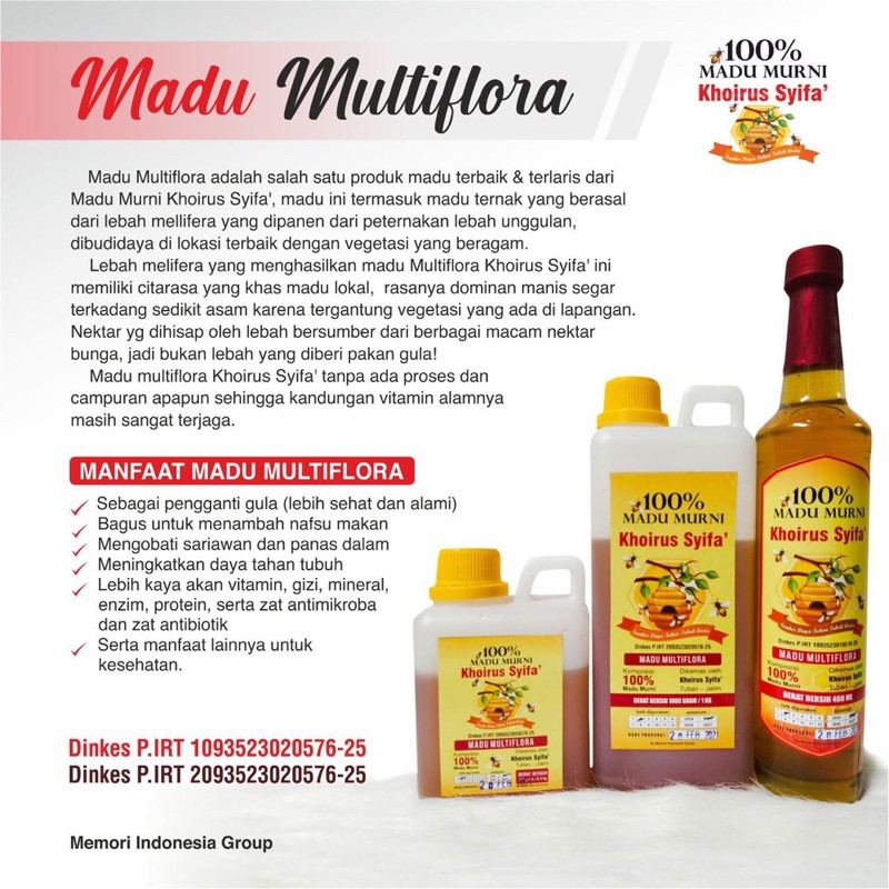 

Madu Murni Khoirus Syifa’ Madu Multiflora 0,5kg