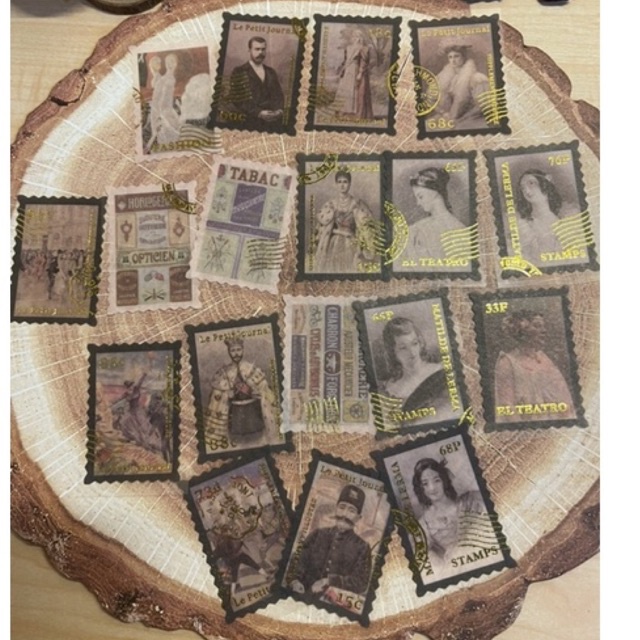 

Vintage Old Stamp PET Stickers Gold for Scrapbooking, Penpal, Snailmail and Journal